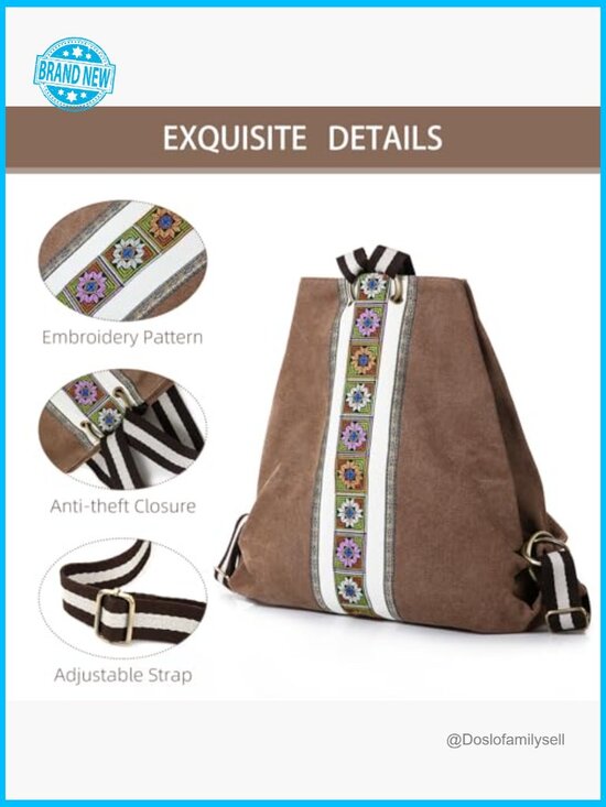 Vintage Canvas Backpack Daypack Casual Anti-theft Travel Shoulder Bag Heavy-duty
